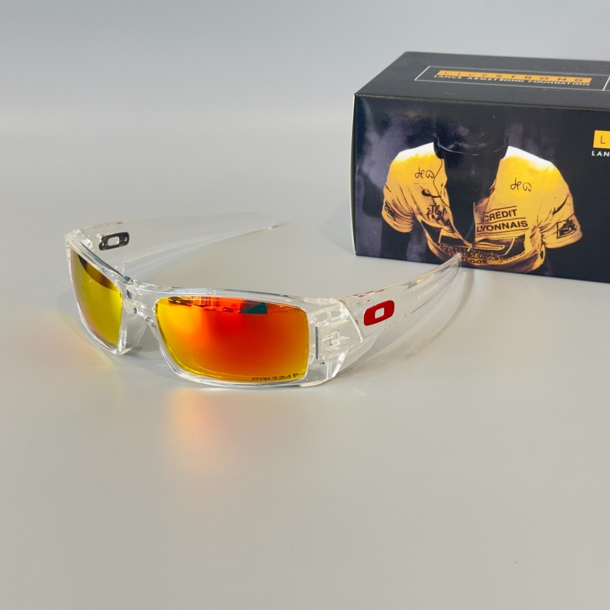 Oakley Gascan OO9014 Polarized Sunglasses Clear Frame Ruby Iridium