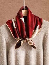 70 Cashmere 30 Silk Scarf Double sided 68X68cm Bandana Shawl Warm Brown Print