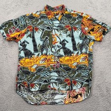 Vintage Jams World Hawaiian Shirt Mens XL Tribal 90s RARE Fun Vacation Palm Tree