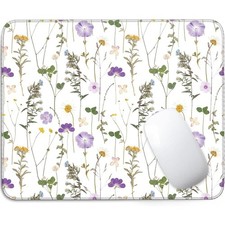 Washable Floral Plant Square Mouse Pad Non-Slip Rubber Base Comfortable Stitched