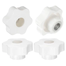 4pcs Star Knobs M12 Thread 48mm Head Through Hole Clamping Handles White