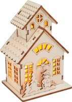 Vbs Holzbausatz Haus Mit Turm Und Schneemann Inkl. Led 15 Teile Weihnachtszeit