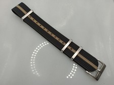 New Watchgecko Geckota 20mm Black & Beige Brushed Nylon Divers Watch Strap 6A894