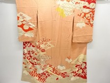 7751560: JAPANESE KIMONO / ANTIQUE KIMONO / SILK / KINSHA / EMBROIDERY / FLORAL