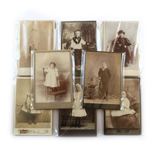 5 Antique Cabinet Cards - Victorian Boys Girls Lot - Child Studio Portraits