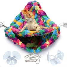 Hand-Knitted  Soft Lizard Hammock,Double-Layer Hammock for Bearded Dragon Tan...