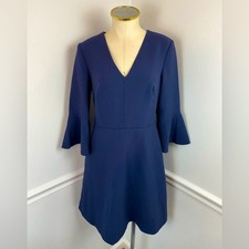 BANANA REPUBLIC Navy Business Career Fit & Flare Dress Bell Sleeves | Size 4