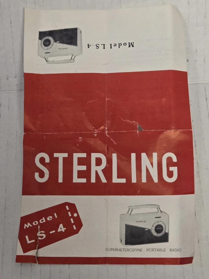 Vtg Green STERLING PORTABLE SUPER HETERODYNE MODEL S-4 w/Manual & Box Japan - Image 2 of 4