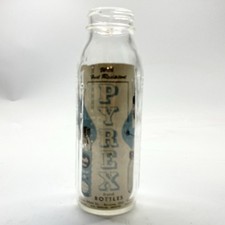 Vintage 1950s Evenflo Duluxe 8 oz Glass Baby Bottles Pyrex With Label Made USA
