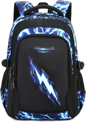 Boys Backpack for Kids Elementary School Bags Lightning Teens Durable Bookbag (B