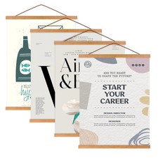 4 Pack Magnetic Poster Hanger Frame, 20x28 20x30 20x26 Light Wood Wooden Magn...