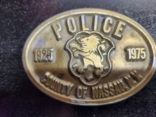 County of Nassau NY 1925-1975 Police Commemorative Belt Buckle Brass Gold Tone