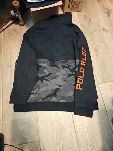 Polo Ralph Lauren RL67 nera antracite mimetica doppia maglia felpa con cappuccio uomo 2XL usata in ottime condizioni rara - Foto 20 di 24