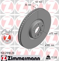 1X Bremsscheibe Coat Z Zimmermann 150.2918.20 FüR X6 F86 E70 F15 BMW F16 E72 E71