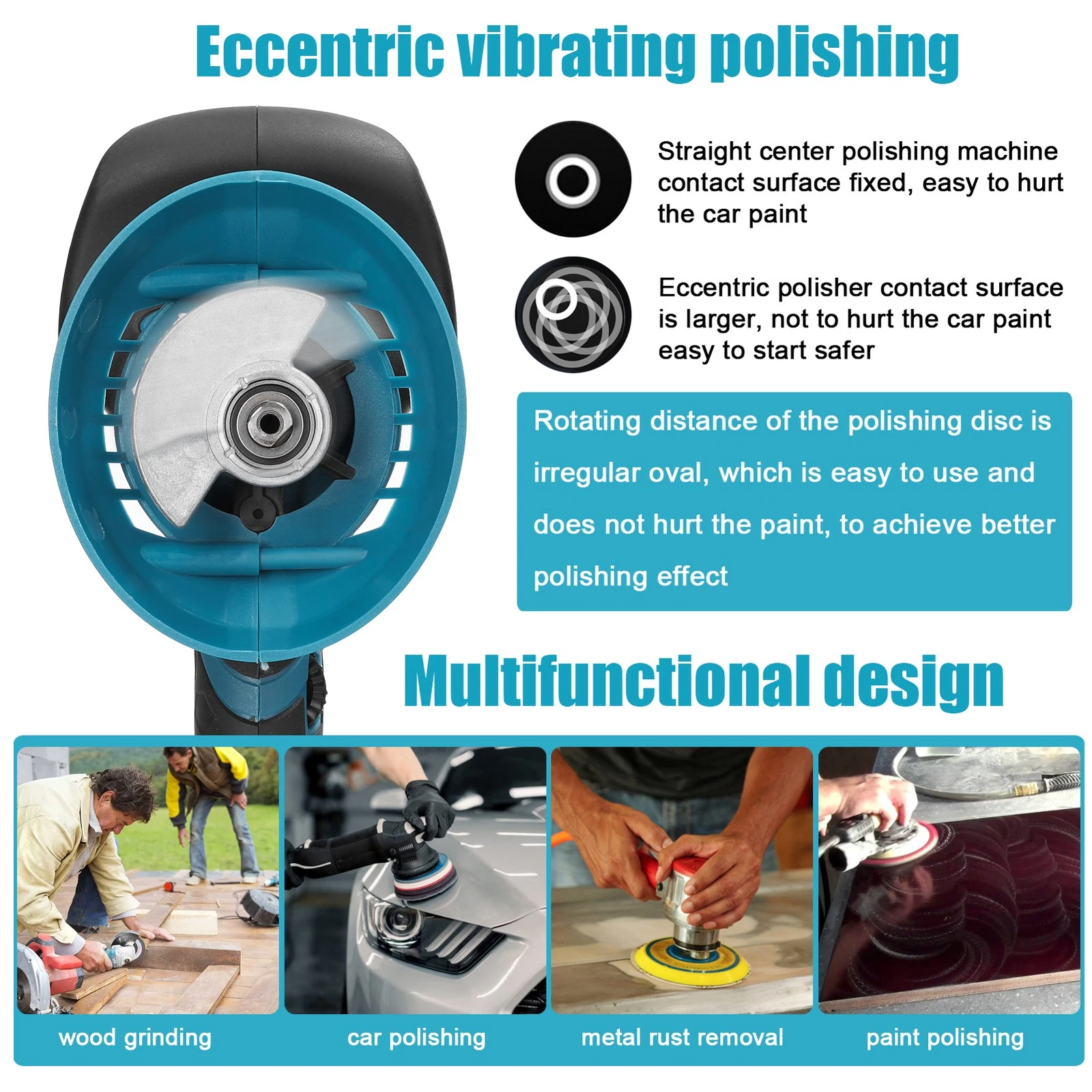 Dual Action Car Polisher Buffer Machine Cordless 6" Sander Polishing Kit Battery - product detail image 12