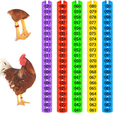 100 Pcs Chicken Leg Bands 20mm Duck Legs Rings Colorful Numbered Chicken Tags...