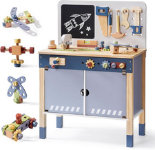 Kids Tool Bench, Wooden Tool Workbench for Toddler, Tool Bench with Play Tools S