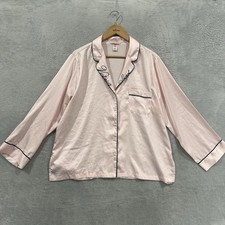 VIctoria's Secret Pajama Button Shirt Women L Satin Angel Pink Lounge Coquette