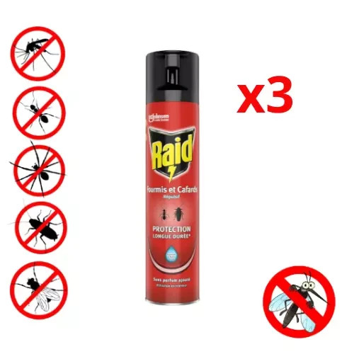 Répulsif fourmis et cafards 3Raid aérosol rampants contre les invasions de nuisibles