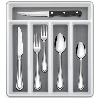 72-Piece Silverware Set with Steak Knives and Organizer Tray, Stainless Steel...