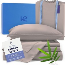 100 Organic Bamboo Viscose Sheets Twin XL 3-Pc Cooling Bedding Set Dark Grey
