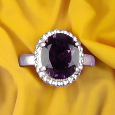 Natural Amethyst Gemstone 925 Solid Silver February Birthstone Ring All Size DK