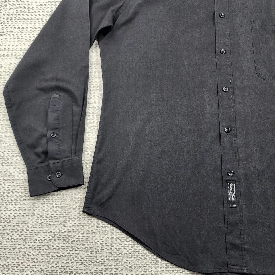 Geoffrey Beene Shirt Mens 16.5 34/35 Black Fitted Dress Long Sleeve Pocket USA - Image 3 of 4