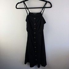 Berydress Black Square Neck Button Front Midi Dress Size S