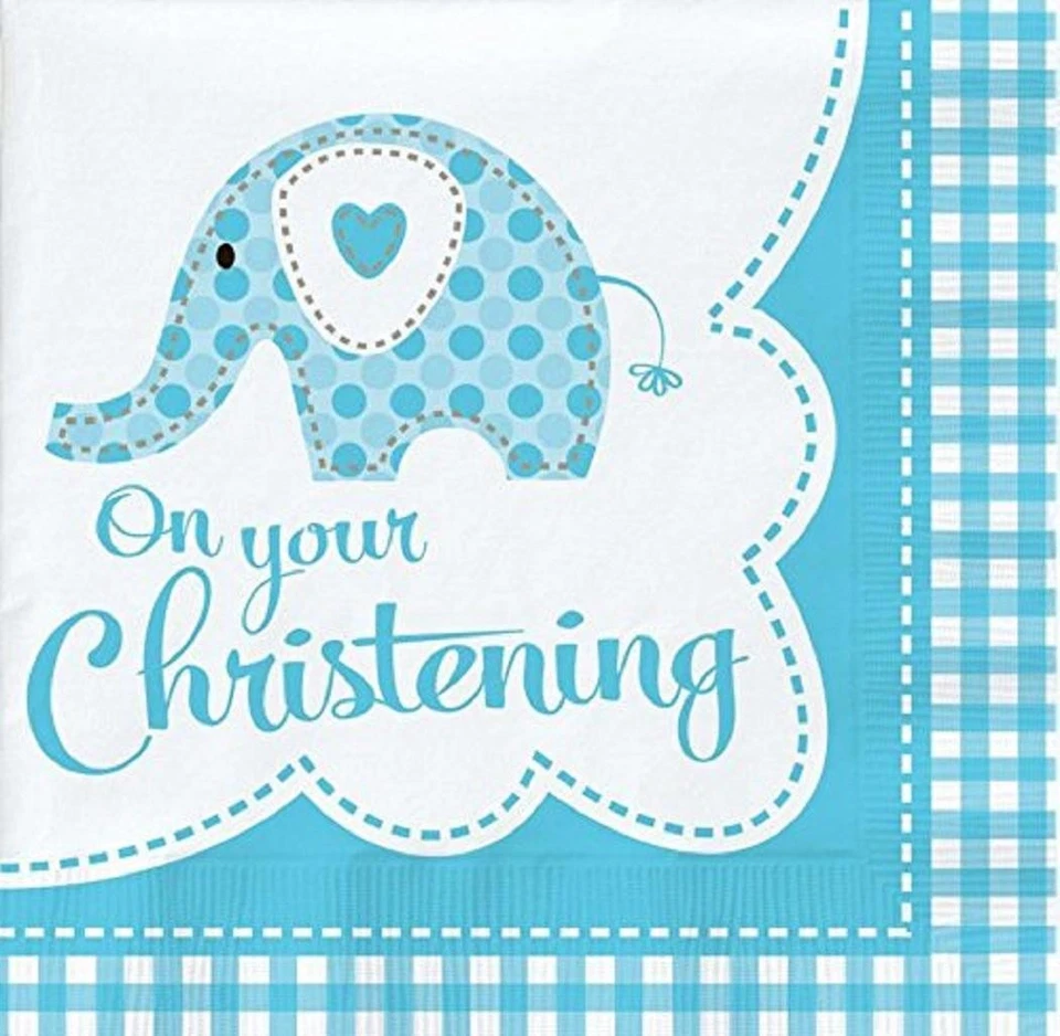Sweet Baby Elephant Blue Boy Shower Christening Party Paper Luncheon Napkins - Image 1 of 1