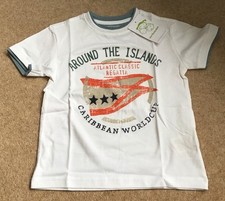 BNWT  Age4-5 boy T Shirt verbaudet White Green Spring Summer Holiday ShortSleeve