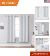 Elegant Greyish White Thermal Insulated Blackout Curtains, 42x72 in, 2 Panels