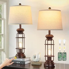 Table Lamps for Living Room Set of 2, 28" Tall Farmhouse Table Lamp with Oil ...
