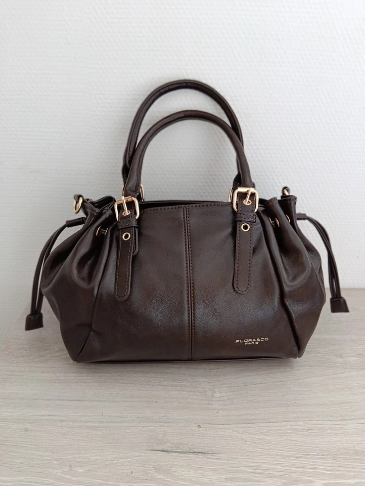 Shoulder Bag Sac à Main Chocolat Bandoulière Petit Format - Photo 3/4