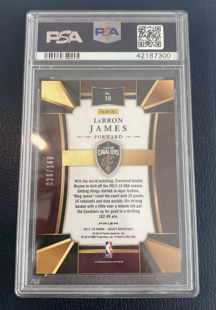 2017-18 Panini Select LeBron James #18 White Prizm /149 PSA 10 COLOR MATCH! view 2