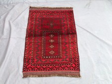77x102 cm Antique Afghan Prayer Rug Hand Knotted Wool Vintage Oriental Carpet