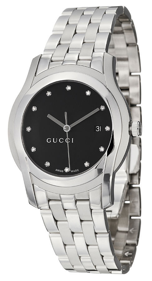 GUCCI G CLASS 5505 XL SERIES DIAMOND STAINLESS STEEL DRESS