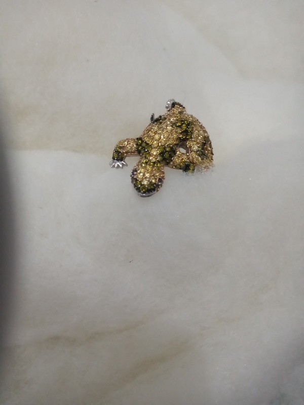 Sparkling Lizard Ring Rhodium Sterling Silver Size 9 Yellow Green