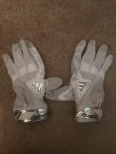 Aaron Judge Yankees PI Wht & Silver Adidas Batting Gloves 2021 Fanatics COA