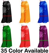 Women Girl Satin Palazzo Pants Hippie Boho Parywear Yoga Flared Wide Leg Pants