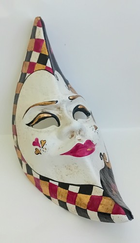 Alberto Sarria Vintage 1980s Harlequin Hand Painted Face Mask - Picture 2 of 6
