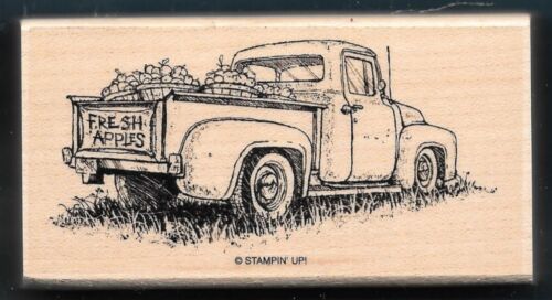 ANTIQUE TRUCK FARM FRESH APPLE Country Life Travel STAMPIN UP! Wood rubber stamp - Picture 1 of 2