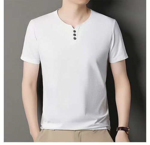 Summer Thin Men's Solid Color Half Sleeved T-shirt Casual Top Short Sleeved - Picture 10 of 17
