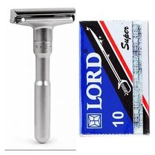 Sharpy Heavy Duty Double Edge Safety Razor + 10 Stainless Steel Blades for Men