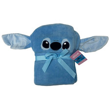 Official DISNEY Stitch Hooded Throw Blanket Disney Blue Fleece Comforter New