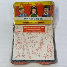 Rare Vintage 1971 Magic Slate Paper Saver Toy Yellow Wonder Book ABC Sealed Pen