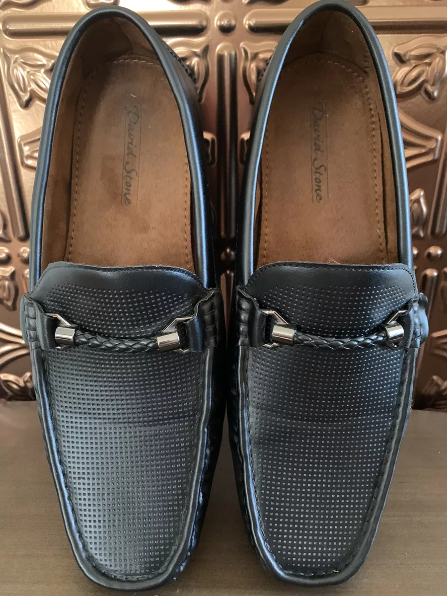 David Stone Mens Size 11 Black Driving Shoes Slip On Style