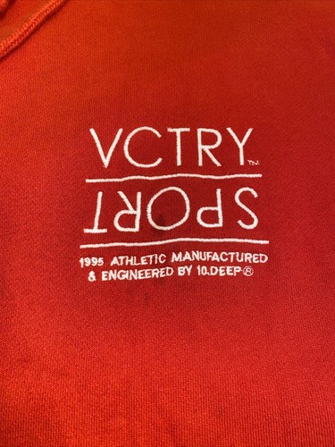 10 Deep Vctry Sport Hoodie Sweatshirt Mens M Red Vintage Medium - Picture 6 of 10