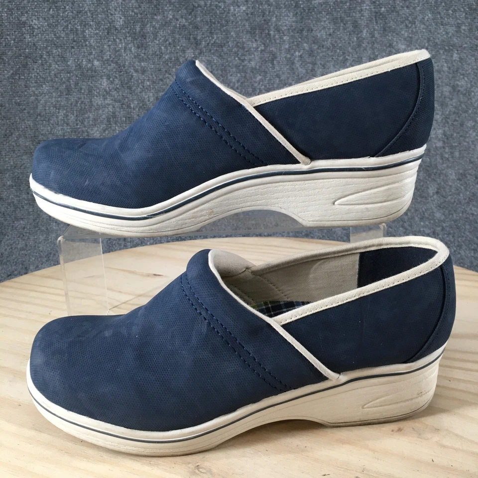 Croft And Barrow 鞋女式 9 M Olga 休闲一脚蹬木底蓝色人造皮革 — 第 2/4 张图片