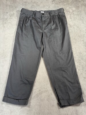 VINTAGE IZOD Pleated Pants Mens 38x29 Gray Khakis Cuffed Y2K