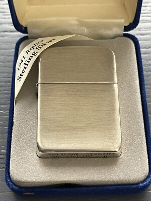 ZIPPO Lighter Hand Satin Sterling Silver 1941 Replica Made in 2002 